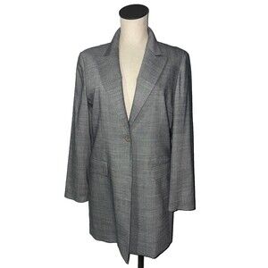 Zanella Women's Long Blazer Coat size 10 Made in Italy Wool Blend One Button New